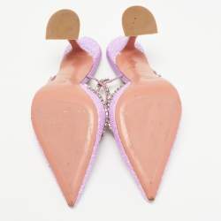 Amina Muaddi Purple Coarse Glitter Gilda Mules Size 39