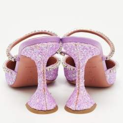 Amina Muaddi Purple Coarse Glitter Gilda Mules Size 39
