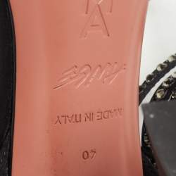 مملوكة مسبقًا Amina Muaddi x AWGE LSD Black Satin Crystal Embellished Gladiator Sandals Size 40