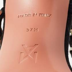 Amina Muaddi Black Suede  Crystal-Embellished Gilda Ankle Strap Sandals Size 37.5