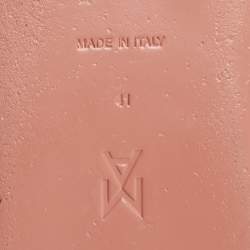 Pre Owned Amina Muaddi Brown Leather Jamie Platform  Ankle Wrap Sandals Size 41