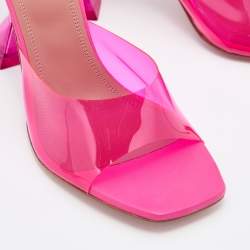 Pre Owned Amina Muaddi Pink PVC Lupita Slide Sandals Size 39
