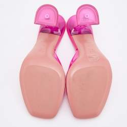 Pre Owned Amina Muaddi Pink PVC Lupita Slide Sandals Size 39