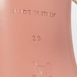 Pre Owned Amina Muaddi Gold/Grey Leather and Suede Gilda Slide Sandals Size 39