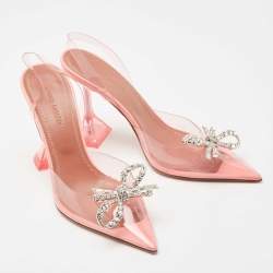 Pre Owned Amina Muaddi Pink PVC Rosie Slingback Pumps Size 36