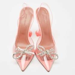 Pre Owned Amina Muaddi Pink PVC Rosie Slingback Pumps Size 36