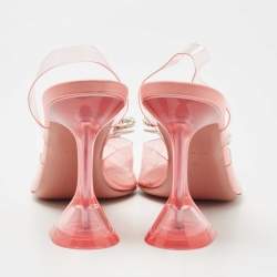 Pre Owned Amina Muaddi Pink PVC Rosie Slingback Pumps Size 36
