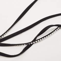 Pre Owned Amina Muaddi x AWGE LSD Black Satin Crystal Embellished Gladiator Sandals Size 39