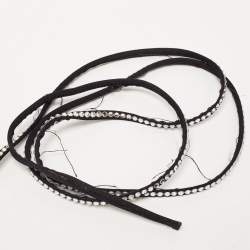 Pre Owned Amina Muaddi x AWGE LSD Black Satin Crystal Embellished Gladiator Sandals Size 39