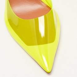 Amina Muaddi Yellow PVC Holli Glass Slingback Pumps Size 40.5