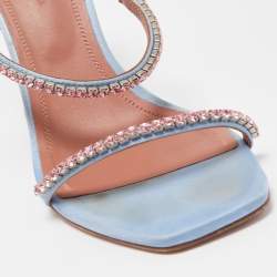 Amina Muaddi Blue Satin Gilda Sandals Size 37