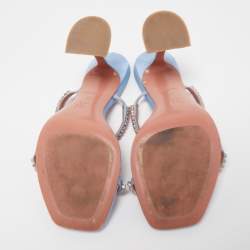 Amina Muaddi Blue Satin Gilda Sandals Size 37