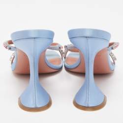 Amina Muaddi Blue Satin Gilda Sandals Size 37