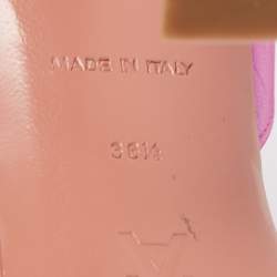 Pre Owned Amina Muaddi Pink Leather Begum Crystal Embellished Slingback Sandals Size 38.5