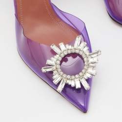 Pre Owned Amina Muaddi Purple PVC Begum Slingback Sandals Size 38.5