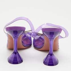 Pre Owned Amina Muaddi Purple PVC Begum Slingback Sandals Size 38.5