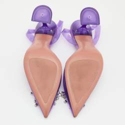 Pre Owned Amina Muaddi Purple PVC Begum Slingback Sandals Size 38.5