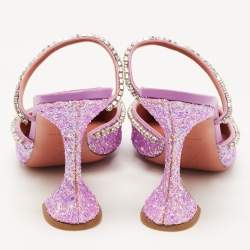 Amina Muaddi Purple Coarse Glitter Gilda Mules Size 41