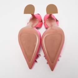 Pre Owned Amina Muaddi Pink Satin Begum Slingback Sandals Size 40