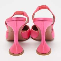Pre Owned Amina Muaddi Pink Satin Begum Slingback Sandals Size 40