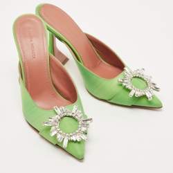 Amina Muaddi Green PVC Begum Mules Size 36 