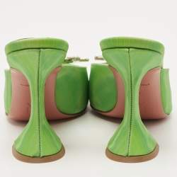 Amina Muaddi Green PVC Begum Mules Size 36 