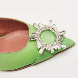 Amina Muaddi Green PVC Begum Mules Size 36 