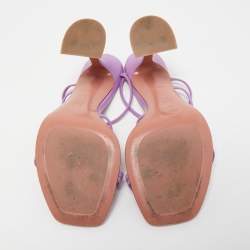 Pre Owned Amina Muaddi Purple Leather Naima Sandals Size 37