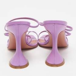 Pre Owned Amina Muaddi Purple Leather Naima Sandals Size 37