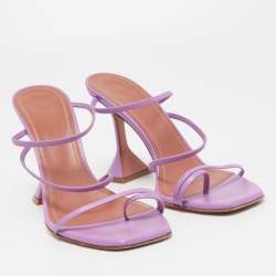 Pre Owned Amina Muaddi Purple Leather Naima Sandals Size 37