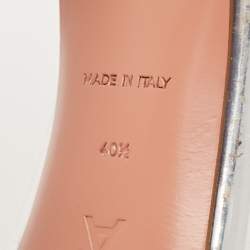 Pre Owned Amina Muaddi Transparent/Silver Leather and PVC Rosie Pumps Size 40.5