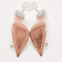 Pre Owned Amina Muaddi Transparent/Silver Leather and PVC Rosie Pumps Size 40.5