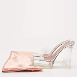 Pre Owned Amina Muaddi Transparent PVC Dalida Slides Size 40.5