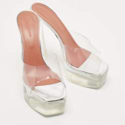 Pre Owned Amina Muaddi Transparent PVC Dalida Slides Size 40.5
