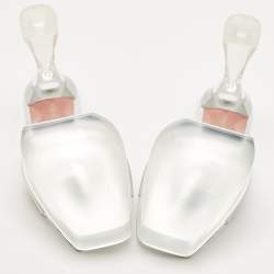 Pre Owned Amina Muaddi Transparent PVC Dalida Slides Size 40.5