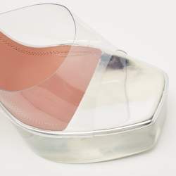 Pre Owned Amina Muaddi Transparent PVC Dalida Slides Size 40.5