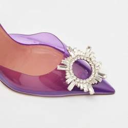 Pre Owned Amina Muaddi Purple PVC Begum Slingback Pumps Size 38.5