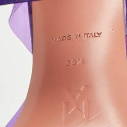 Pre Owned Amina Muaddi Purple PVC Begum Slingback Pumps Size 38.5