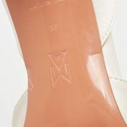 Pre Owned Amina Muaddi White Satin Camelia Sling Back Pumps Size 37