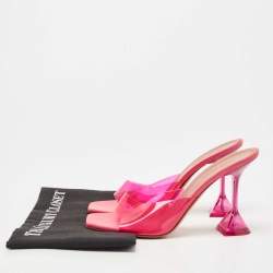 Pre Owned Amina Muaddi Pink PVC Lupita Slide Sandals Size 39