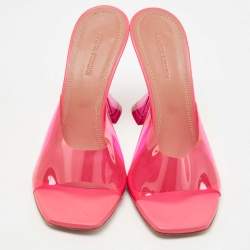 Pre Owned Amina Muaddi Pink PVC Lupita Slide Sandals Size 39