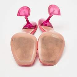 Pre Owned Amina Muaddi Pink PVC Lupita Slide Sandals Size 39