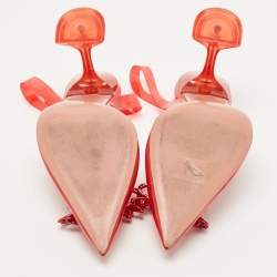 Pre Owned Amina Muaddi Red PVC Rosie Slingback Pumps Size 38.5