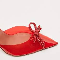 Pre Owned Amina Muaddi Red PVC Rosie Slingback Pumps Size 38.5