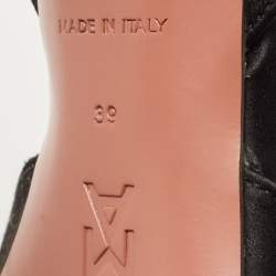 Pre Owned Amina Muaddi Black Satin Begum Crystal Embellished Slingback Pumps Size 39