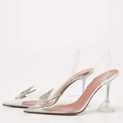 Amina Muaddi Transparent PVC Butterfly Slingback Pumps Size 38.5