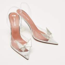 Amina Muaddi Transparent PVC Butterfly Slingback Pumps Size 38.5