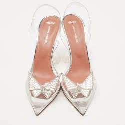 Amina Muaddi Transparent PVC Butterfly Slingback Pumps Size 38.5