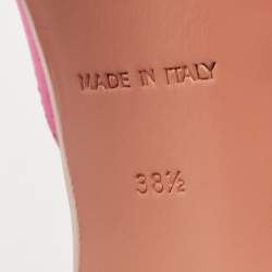 Pre Owned Amina Muaddi Magenta Satin Begum Slingback Pumps Size 38.5