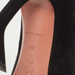 Amina Muaddi Black Suede Ami Pointed Toe Pumps Size 36.5